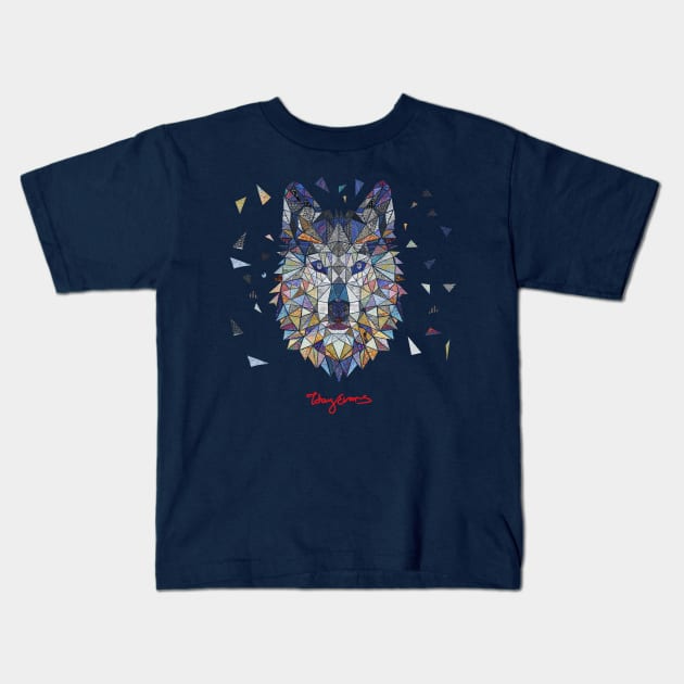 Geometric Wolf artwork Kids T-Shirt by tobycentreart